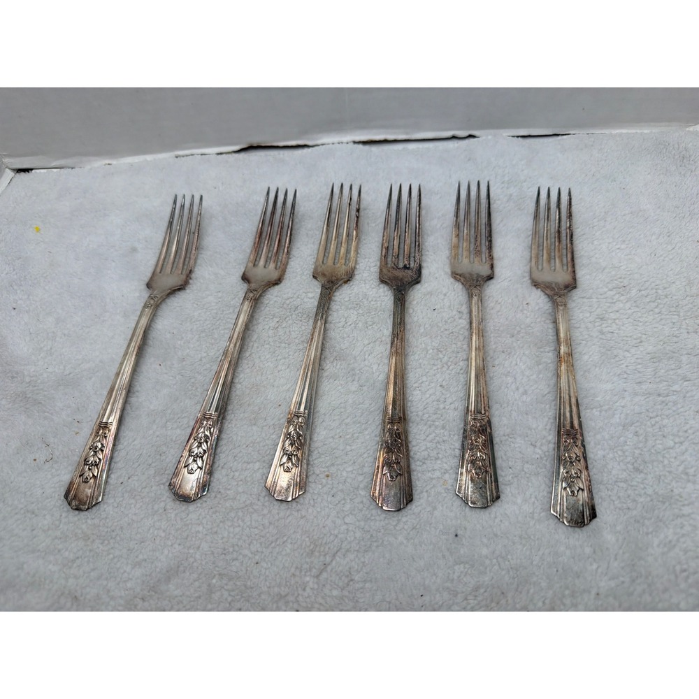 Wm. A. Rogers Dinner Fork Silver Rosalie Pattern Oneida Silverplate 6pc 1938